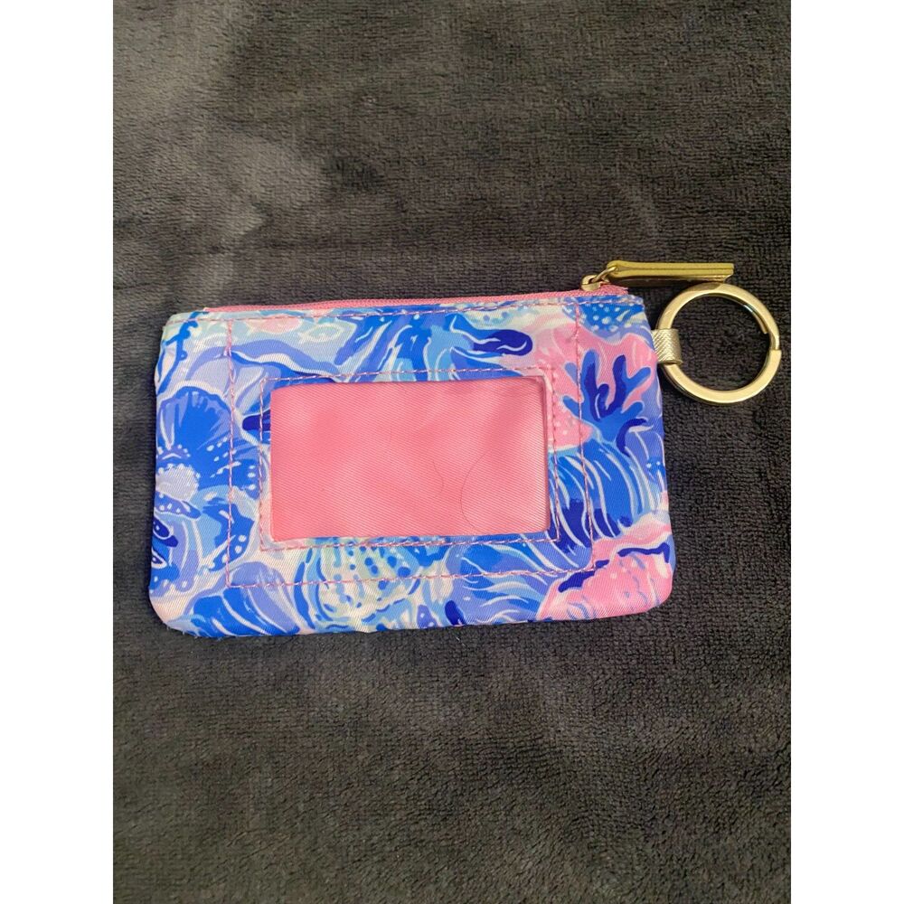Lilly Pulitzer Shade Seekers Blue Pink Floral ID Case Keychain Wallet